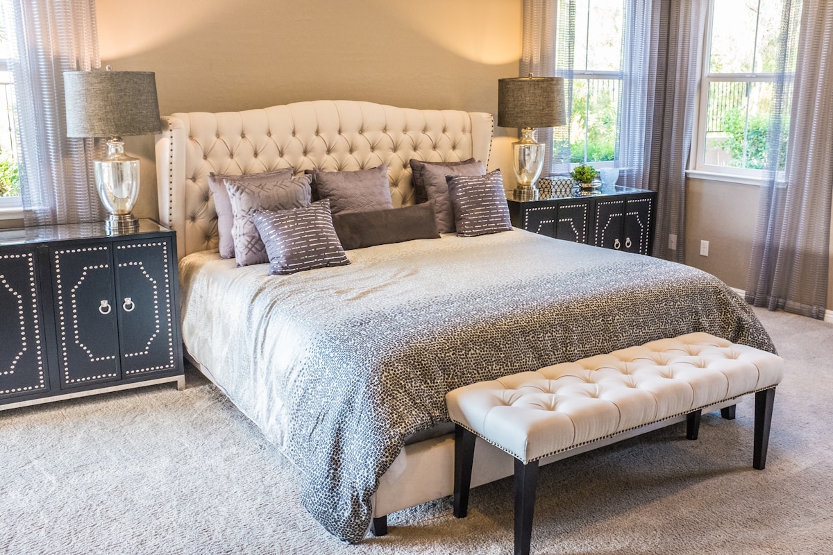 Upholstered Queen Bed — Channel Tufting